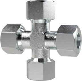 Riegler Kreuz-Verschraubung aus verzinktem Stahl für Rohr Durchmesser 15 mm in Silber - Bild 1