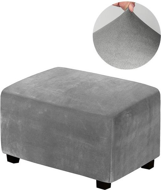 YZFZP Fußhocker-Bezug aus Samt in Grau, elastischer und rutschfester Möbelschutz für Hocker, XL - Bild 1
