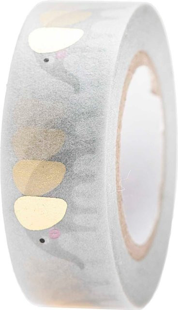 Rico Design Paper Poetry Washi Tape Hello Baby mit Elefanten Motiv in Rosa, Hellblau, Puder und Grau, Breite: 1,5 cm, Länge: 10 m - Bild 1