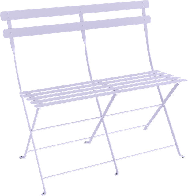 Fermob Bistro 2 Sitzer Klappbank aus pulverbeschichtetem Stahl in Beige und Purple - Bild 1