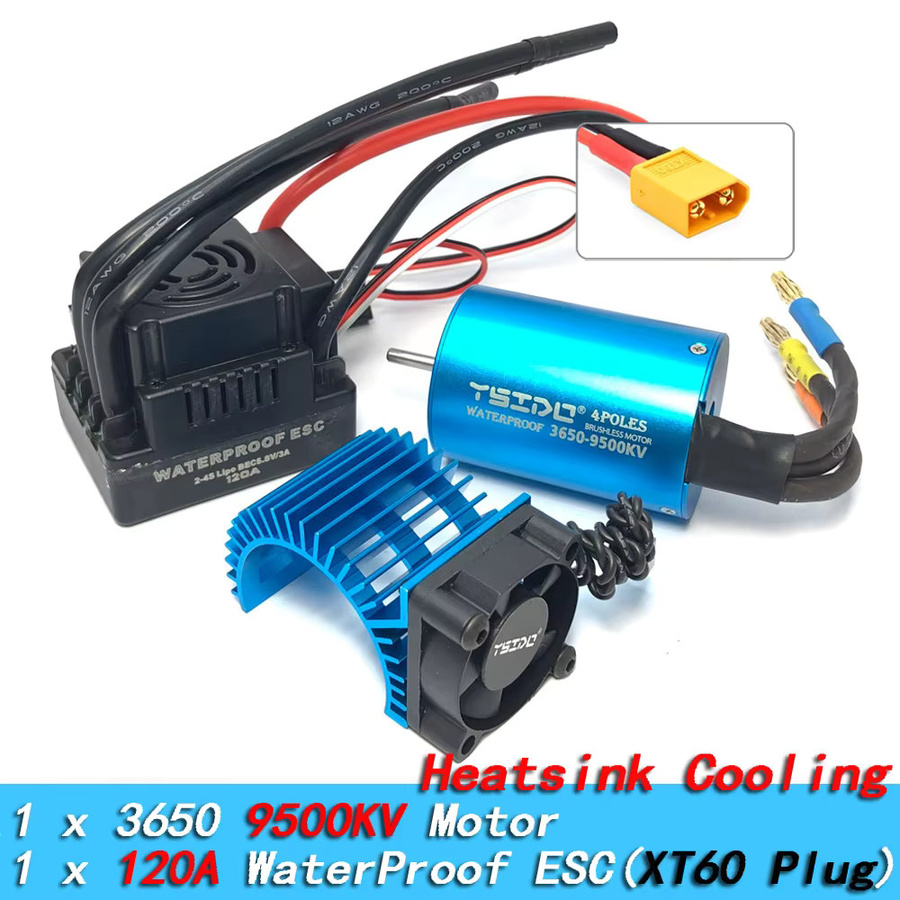 YSIDO Bürtenloser Motor 60A/80A/120A ESC mit Kühlkörper-Kombination, Zubehör, Metall, 1:10 - Bild 2