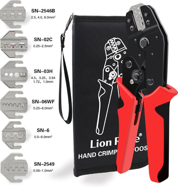 Lion Rage Crimpzange SN-58B mit Schnellwechselbacken für Flachstecker, Rohr, Photovoltaik und isolierte Klemmen (2.8 mm, 4.8 mm, 6.3 mm) - Bild 1