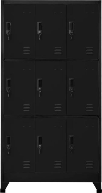vidaXL Schließfachschrank aus Stahl in Schwarz, modern mit Schließfunktion für Büro und Schule, B/T/H: 90 x 45 x 180 cm - Bild 1