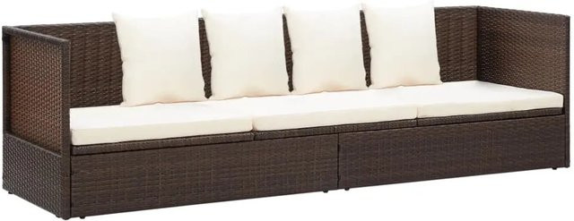 vidaXL Garten-Sofabett aus Poly Rattan in Braun mit Kissen und Schlaffunktion - Bild 1