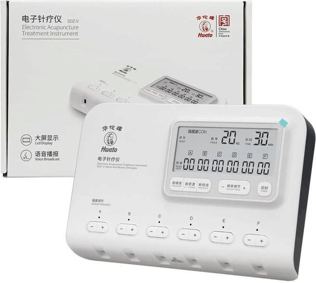 Binchi Health Technology Elektrischer Akupunkturtherapie Nerven- und Muskelstimulator mit 6 Kanälen EMS TENS Elektroakupunkturstimulator Massagegerät zur Schmerzlinderung in Weiß - Bild 1