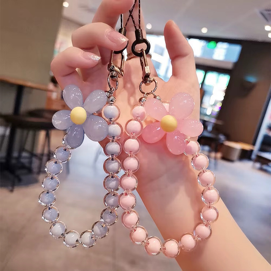 Handy Anti-Lost Lanyard für Damen mit bunten Macaron Perlen als kurzes Handgelenk-Schlüsselanhänger in Multicolor - Bild 2