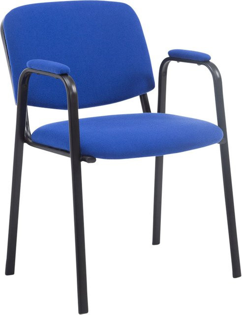 TPFLiving Besucherstuhl Keen PRO mit Armlehnen, Stoffbezug, Gestell Schwarz, Blau - Bild 1