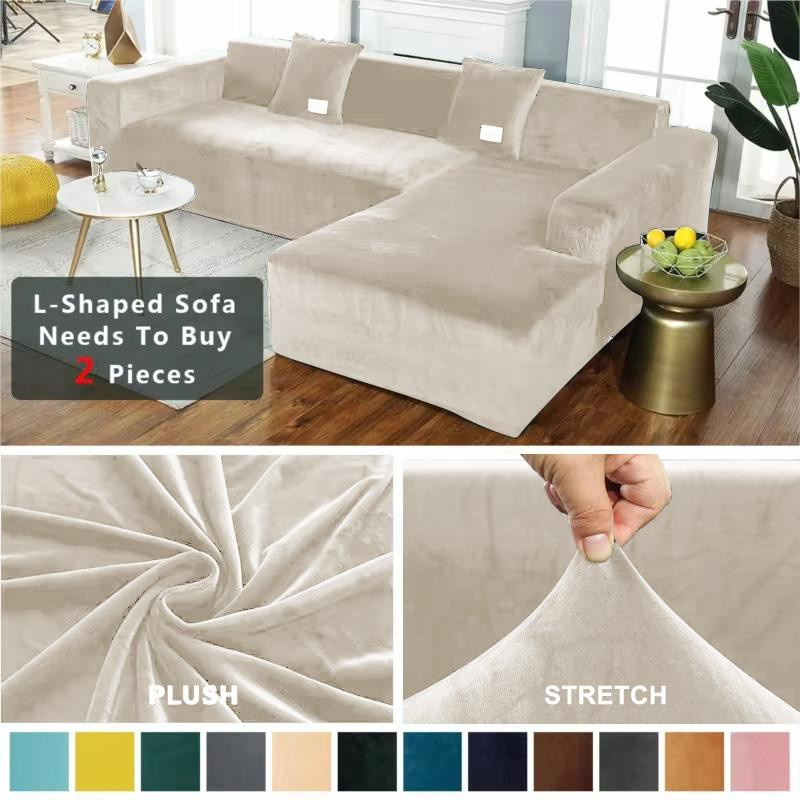 Leorate Elastischer Samtsofabezug für Ecksofas in Grau, Waschbarer Stretch-Sofabezug für 1-Sitzer, Breite: 90-140 cm - Bild 2