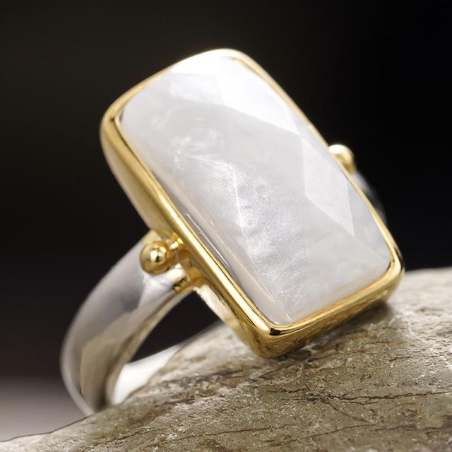 Huitan Ring, Bicolor, weiße Emaille, Damen - Bild 1