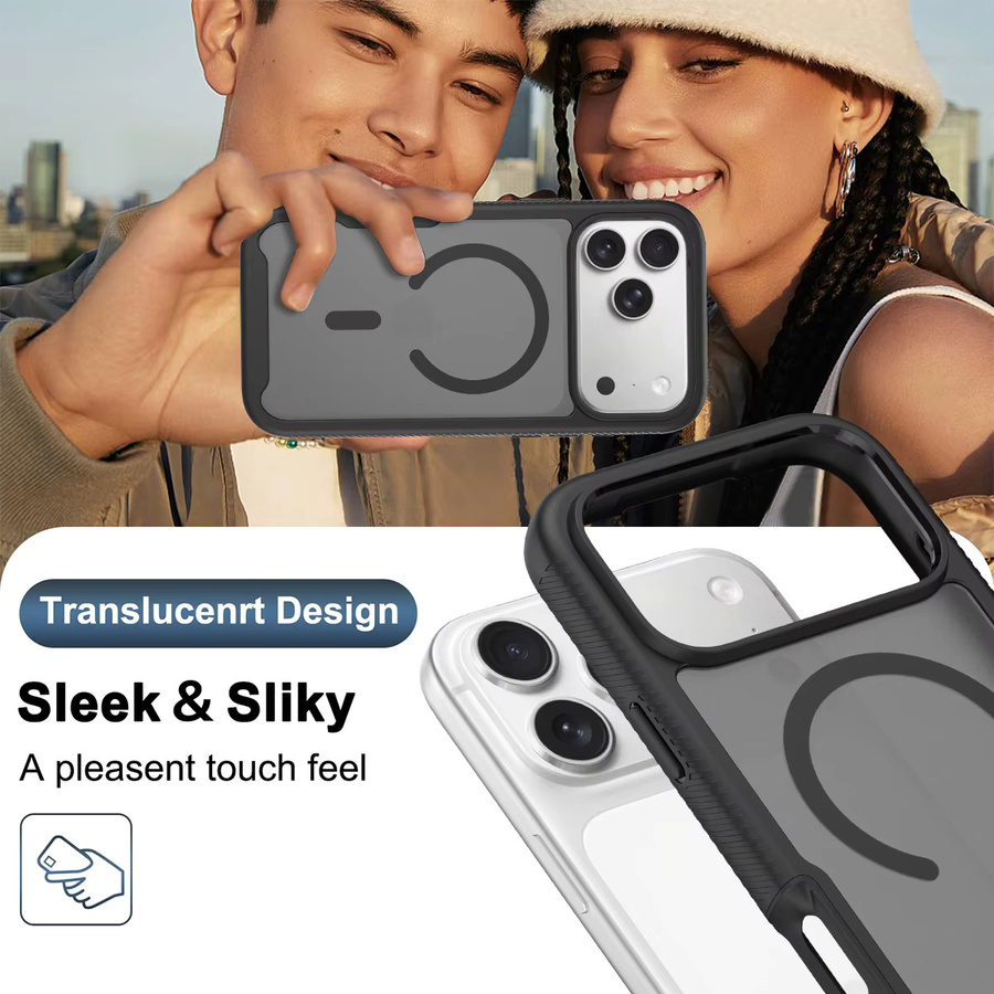 2-in-1 Stoßfeste Panzerhülle für Apple iPhone 17 Pro Max, 17 Air und 17 Pro mit MagSafe Magnetischer Kabelloser Ladefunktion in Schwarz Matte Schutzhülle - Bild 4