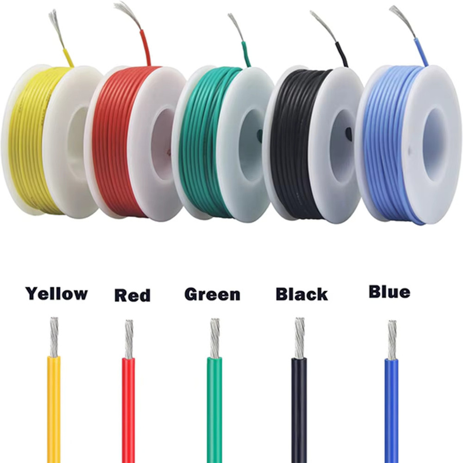 beteno DIY-Draht aus verzinntem Silikon, elektronisches Strangdrahtkabel in 5 Farben, 16–30 AWG, 5–20 Meter pro Achse - Bild 3