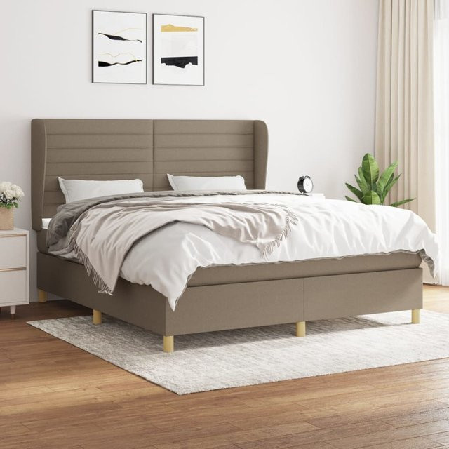 vidaXL Boxspringbett Hybrid mit Matratze und Kopfteil, Farbe: Taupe/Beige/Grau, B/T/H: 180 x 200 cm - Bild 2