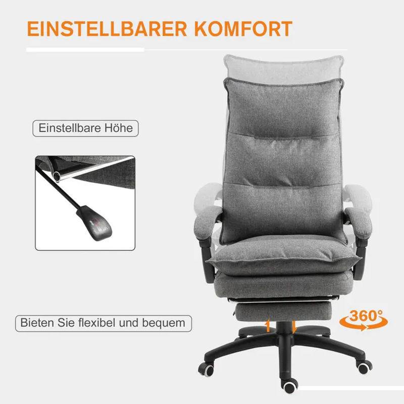 Vinsetto Bürostuhl mit Massage in Grau, B/T/H: 62 x 70 x 125 cm - Bild 2