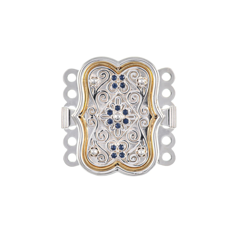 Goettgen Schliesse, 925 Silber, blau, Kristall, Unisex - Bild 1