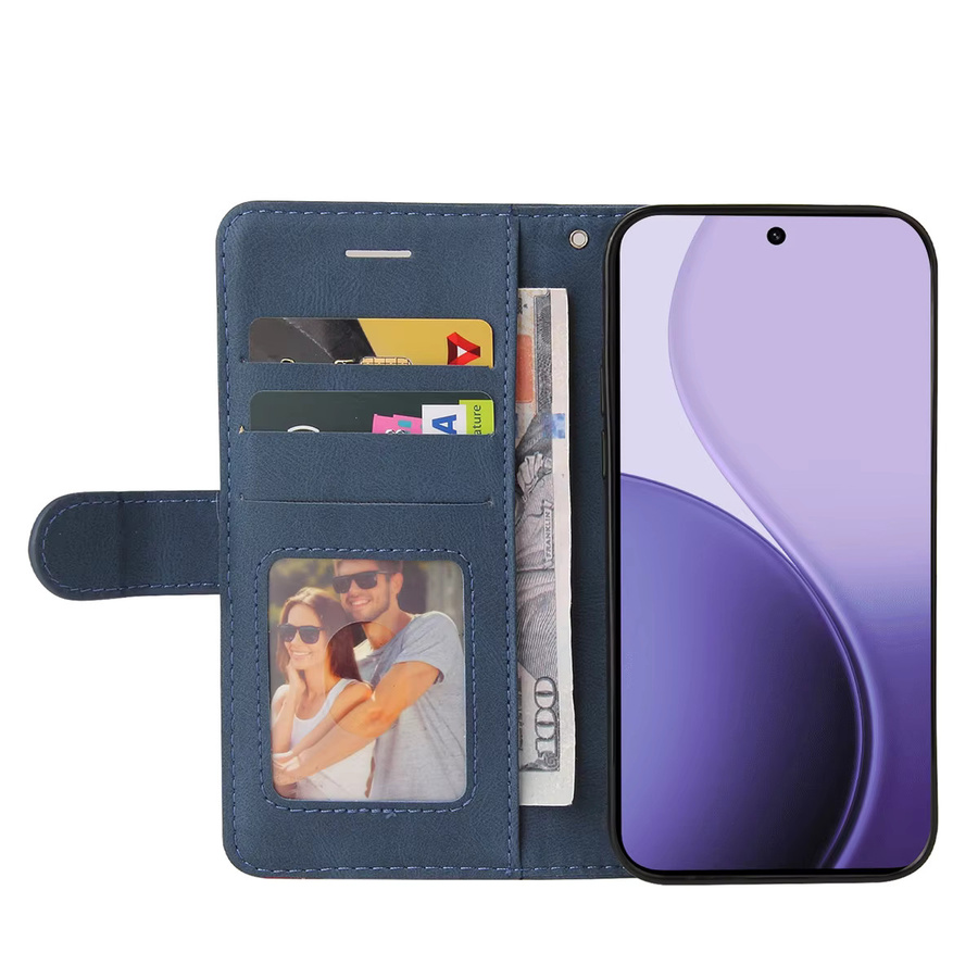 Magnetische Leder Brieftasche als Flip Case für OPPO F5 F7 F9 A5 A3S A7 5S A9 A38 A40 A74 A17 A52 A58 A60 A92 A77 A79 A93 A98 in Blau - Bild 4
