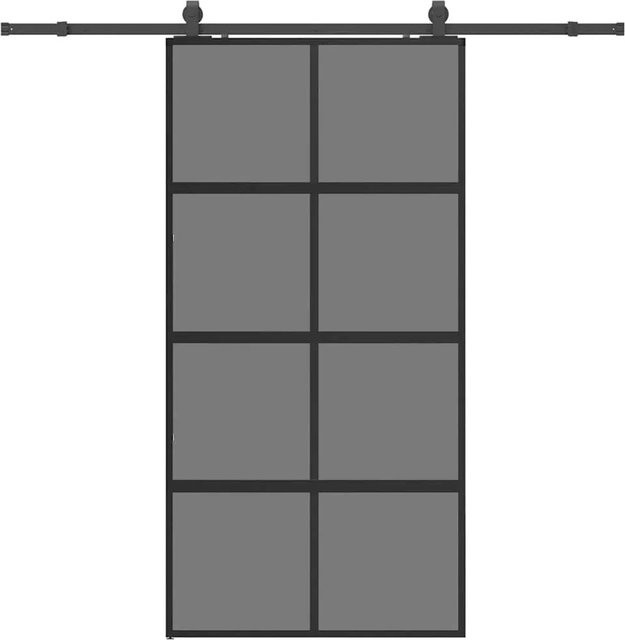 vidaXL Schiebetür aus Glas mit Beschlag in Schwarz, B: 102,5 cm, H: 205 cm - Bild 1