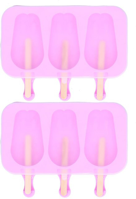 CosyHome 2er Set Silikon Eisform mit Deckel in Kaninchenform, Weiß und Pink - Bild 1
