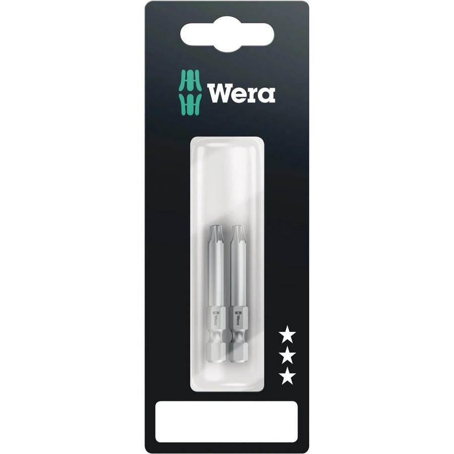 Wera Torx-Bit TX25 aus legiertem Werkzeugstahl, 50 mm, 2 Stück, Silber - Bild 2