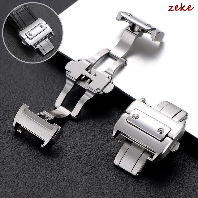 crazyband Uhrenverschluss Edelstahl, Schmetterlings-Faltschließe, Silber, Unisex - Bild 1
