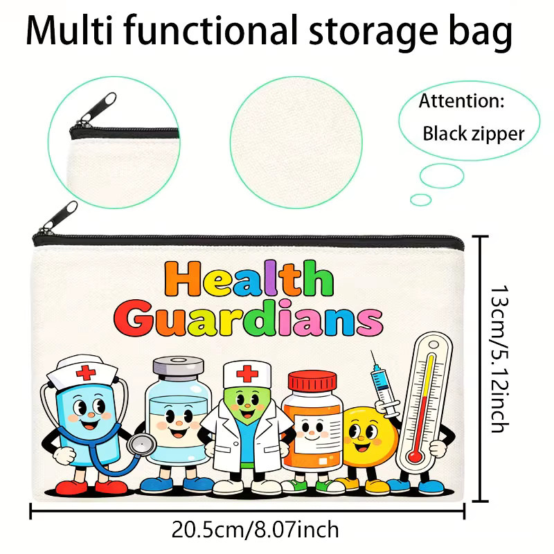 Multifunktionale Leinwand Tasche mit Arzt und Krankenschwester Motiv in Weiß für deine Essentials mit großer Kapazität - Bild 1