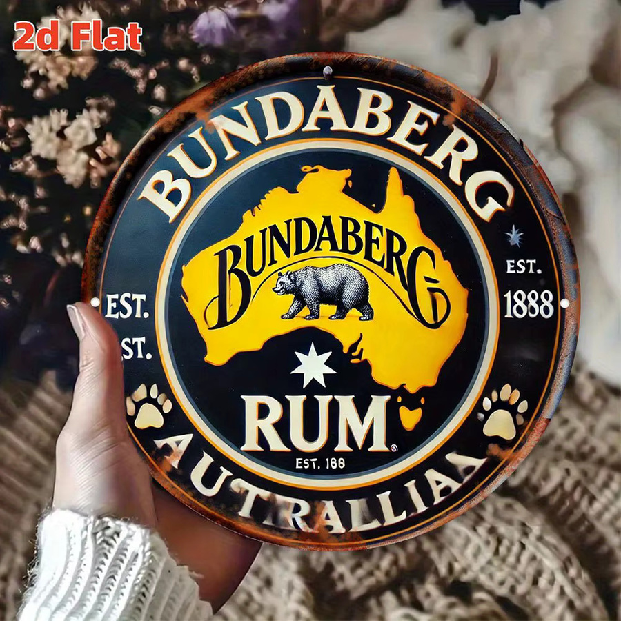 Potdemiel Vintage Wandkunst aus Metall, Rundes Bundaberg Rum Logo Gedenkabzeichen in Mehrfarbig, Durchmesser: 20 cm - Bild 5
