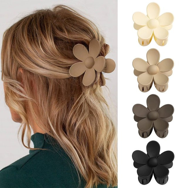 Cwllrn Haarklammer Blumen, 4-teilig, Kaffeefarbe, Damen, Mädchen - Bild 1