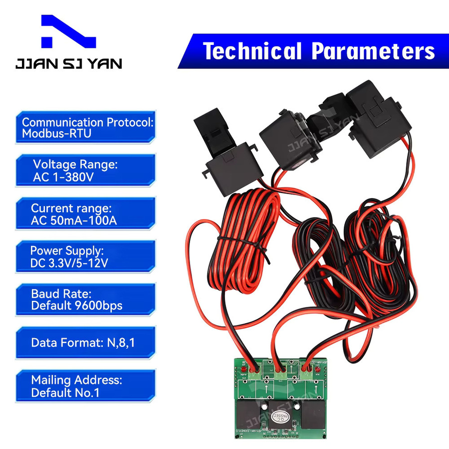 JSY-MK-333 Stromenergie-Messmodul für 100A AC Dreiphasen-Vierleiter mit RS485 TTL Modbus-RTU Kommunikation - Bild 2