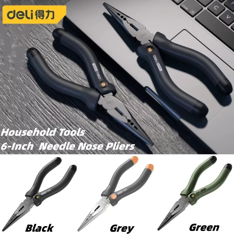 Deli Multifunktions-Spitzzange 6 Zoll zum Schneiden, Spannen und Abisolieren für Elektriker und Reparaturen - Bild 2