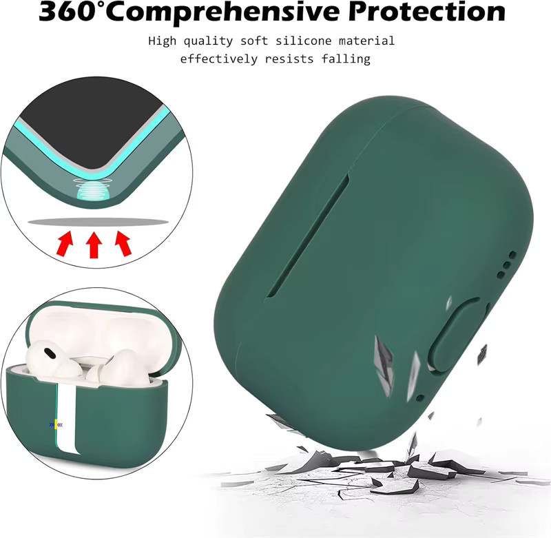 Silikon-Kopfhörerhülle mit Riemen für Apple AirPods Pro und AirPods Generationen in Grau - Bild 3