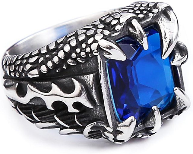 Yiran Jewelry Steinring Edelstahl, Kristall, Herren, Silber - Bild 1