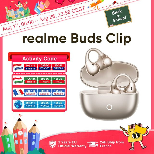 realme Buds Clip 2026 OWS-Kopfhörer mit AI, Bluetooth 5.4 und IP55 Schutz in Schwarz - Bild 1