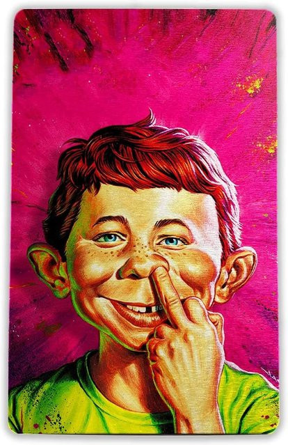 Geuuki Metallblechschild Alfred E Neuman Multicolour Wanddeko aus Aluminium B/H: 20 x 20 cm - Bild 1
