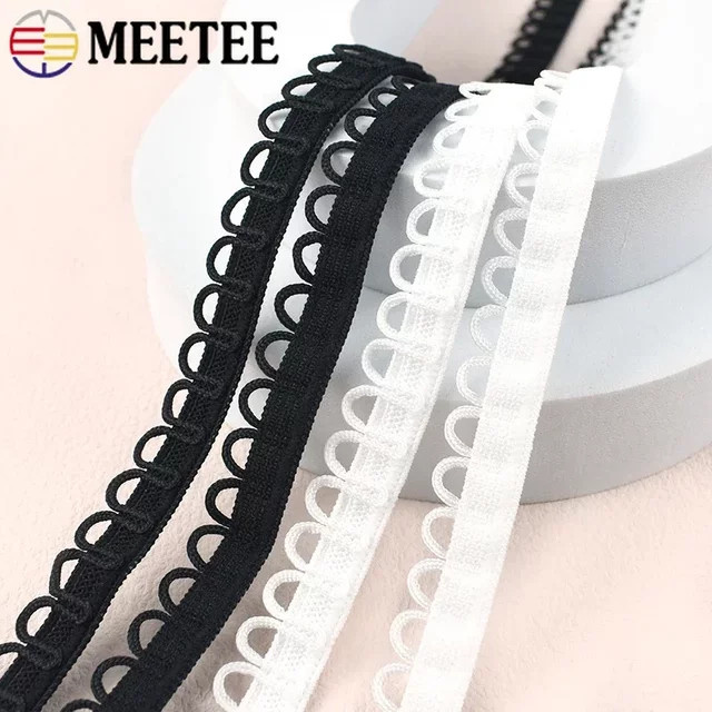 Meetee Nylon Gummiband mit U-Form Schleife und Knopfloch für DIY Näbzubehör in Weiß - Bild 1