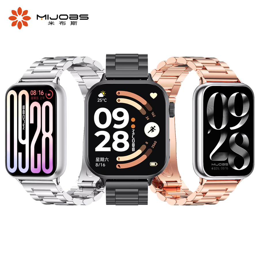 MIJOBS Metall-Mesh-Armband aus Edelstahl für Xiaomi Smart Band 8 Pro, 9 Pro und 10 Pro in Silber - Bild 3