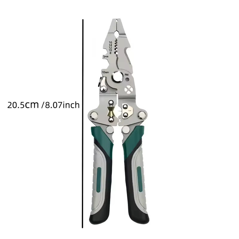 eoopee Multifunktions-Abisolierzange für Elektriker mit Crimp-Funktion und integriertem Schraubenschlüssel im faltbaren Design - Bild 6