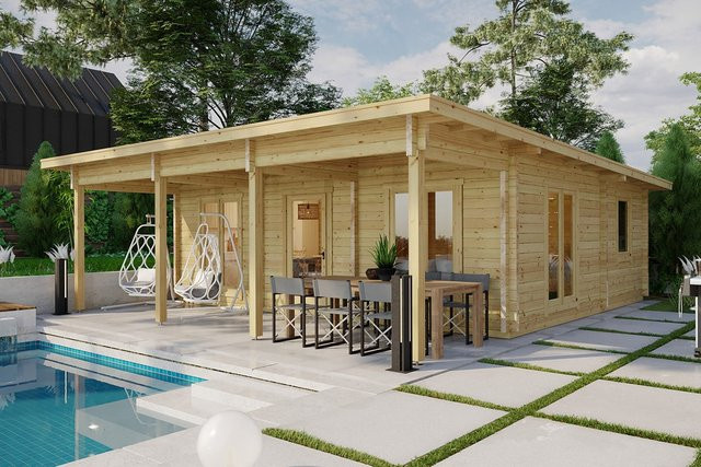 Blockhaus Holiday R mit zwei Schlafzimmern aus Holz, B/T/H: 8 x 8 x [Höhe einfügen] m - Bild 1