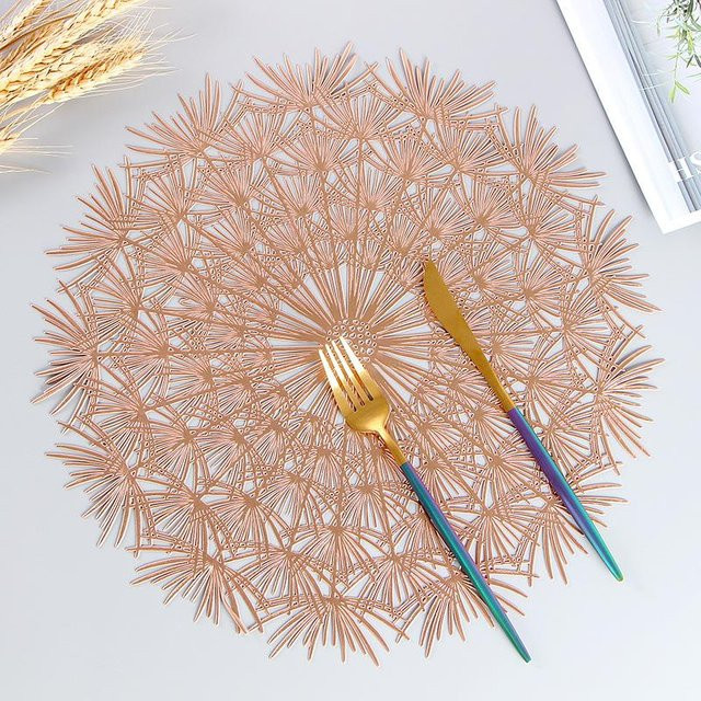4er-Set Runde Tischsets von Yiran Furniture in Pusteblumenform aus Vinyl, Farbe Gold, Durchmesser: 38 cm - Bild 1