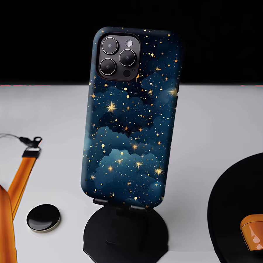 Potdemiel Magnetische Handyhülle mit Goldenen Sternenwolken für iPhone 13 bis iPhone 17 Pro Max Plus in Gold und Multicolour - Bild 4