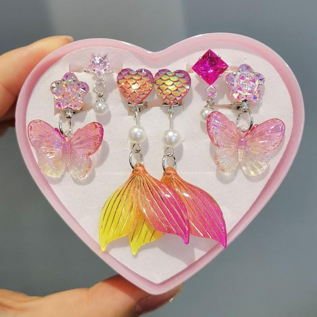 KIDSW Ohrclips, Meerjungfrau, pink, Kunststoff, Mädchen - Bild 1