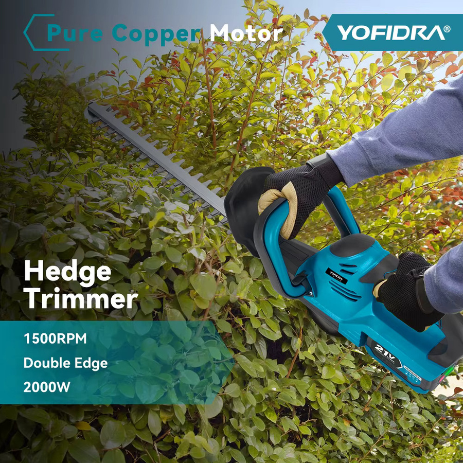 YOFIDRA Elektrische Heckenschere mit 2000W für Makita LXT Akkus, Blau, Akku-Gartengerät zum Beschneiden von Sträuchern und Hecken - Bild 4