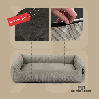 Rohrschneider Hundebett aus Cord in Beige mit abnehmbarem Bezug und rutschfester Unterseite - Bild 2