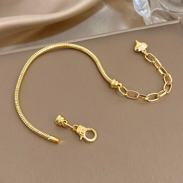 AENSOA Armband Edelstahl, Gold, Schlangenknochen, Unisex - Bild 1