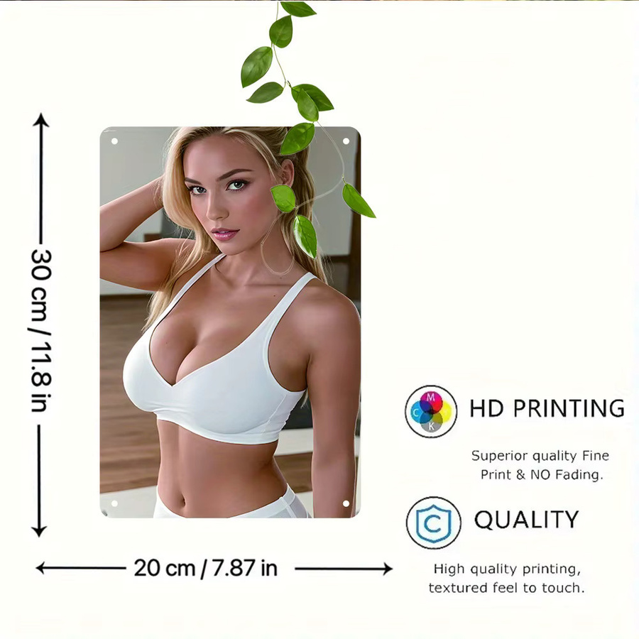 CIFBUY Vintage 2D Metall-Wandkunst Beauty & Sexy, rahmenlose Retro-Wanddekoration, Mehrfarbig, Breite: 20,32 cm - Bild 3