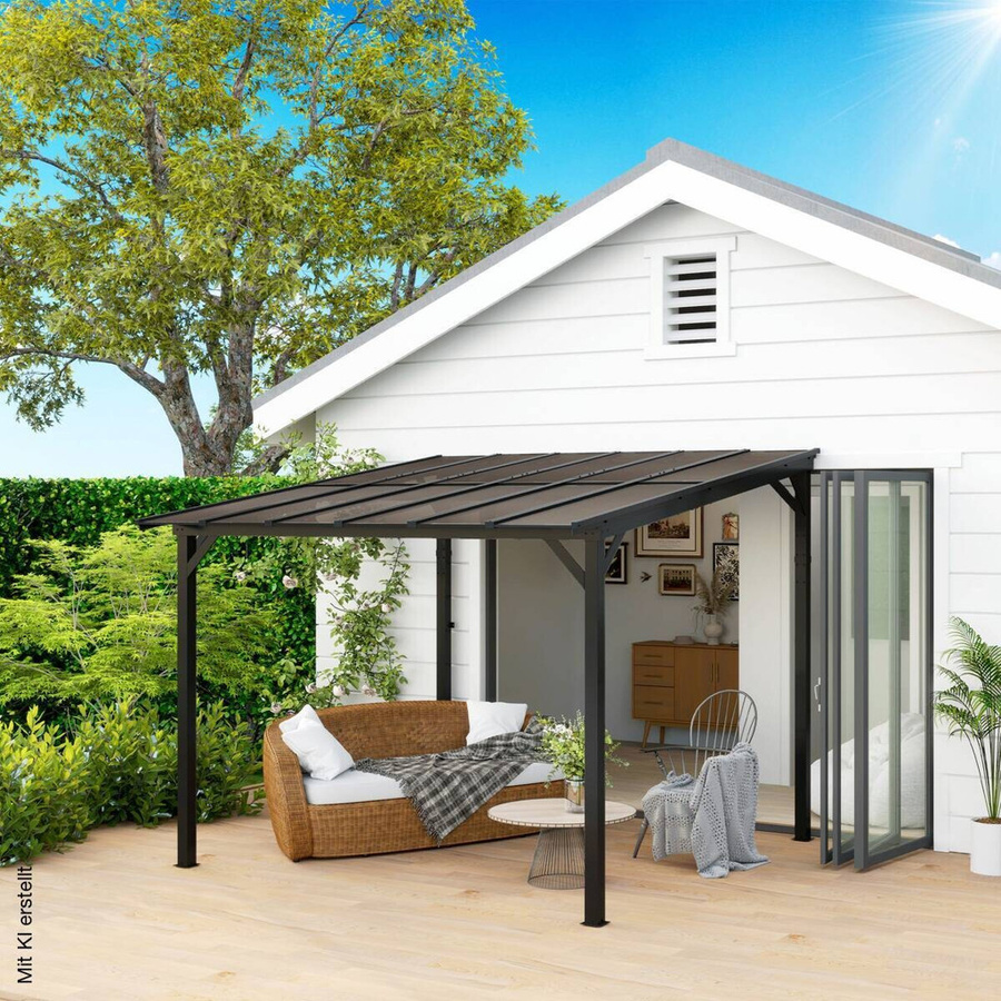 Outsunny Pergola aus Metall und Polycarbonat in Dunkelgrau, B/H/L: 294 x 258 x 306 cm - Bild 2
