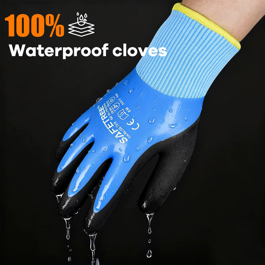 Wasserdichte und wärmende Winter-Arbeitshandschuhe aus Latex mit rutschfestem Handschutz für kalte Arbeiten - Bild 4