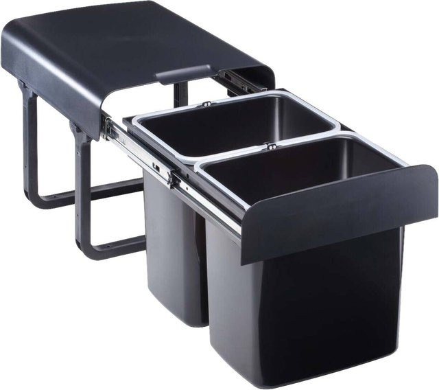 Quellmalz Abfallsammler EKKO.20 aus Kunststoff in Schwarz mit Flip-Lid, B/H/T: 35,5 x 36,5 x 47,3 cm - Bild 1