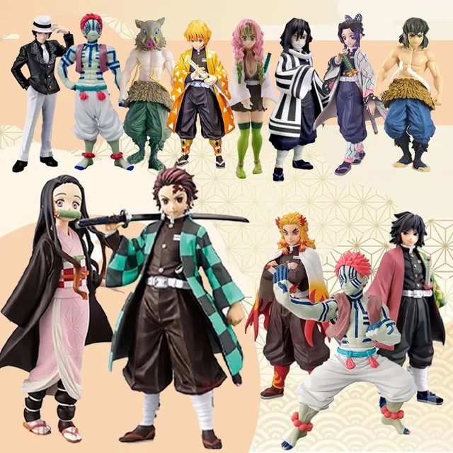 Bandai Demon Slayer Kimetsu No Yaiba Actionfiguren-Set, Kamado Tanjirou mit Schwert, Agatsuma Zenitsu und Nezuko, PVC-Modell - Bild 1