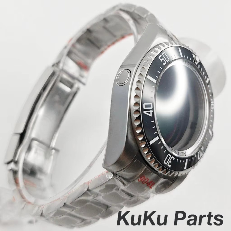 HUANXIAO Armbanduhr Edelstahl, Silber, Blaue Keramik-Lünette, 44 mm - Bild 2