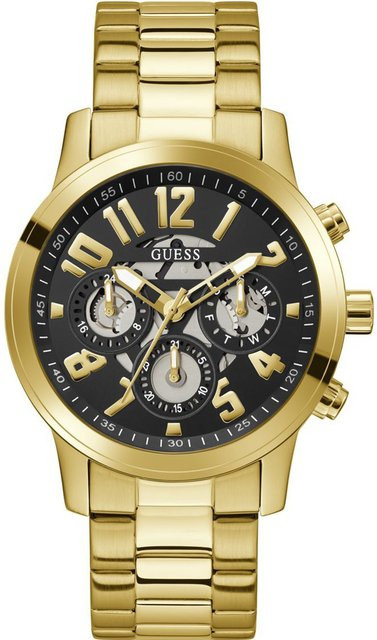 Guess Armbanduhr Parker, Quarz, Edelstahl, Schwarz, 44 mm, Herren - Bild 1