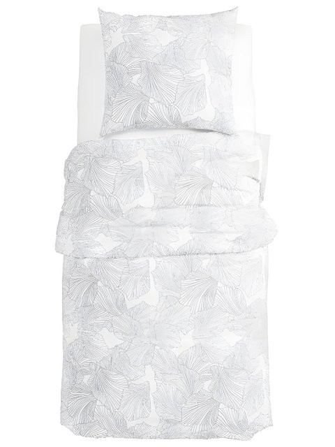 Reversible Wendebettwäsche Muschel aus Baumwoll-Satin in Weiß und Grau, atmungsaktiv, 100% Baumwolle - Bild 1